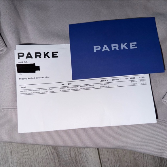 💜RARE💜 PARKE 2026 Valentines Varsity Mockneck Lavender+White size small medium - Picture 11 of 11